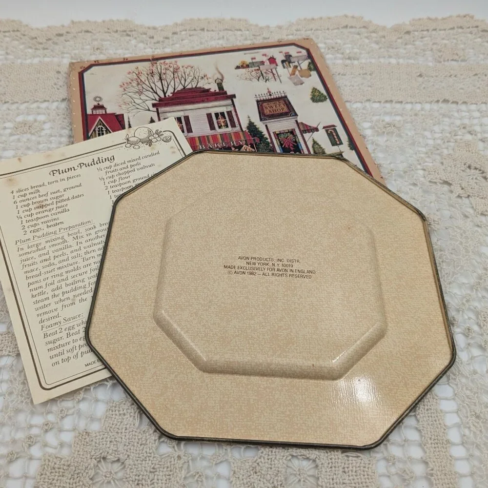 Vintage 1982 Avon Hospitality Sweets Recipe Plate - Plum Pudding Tin Tray